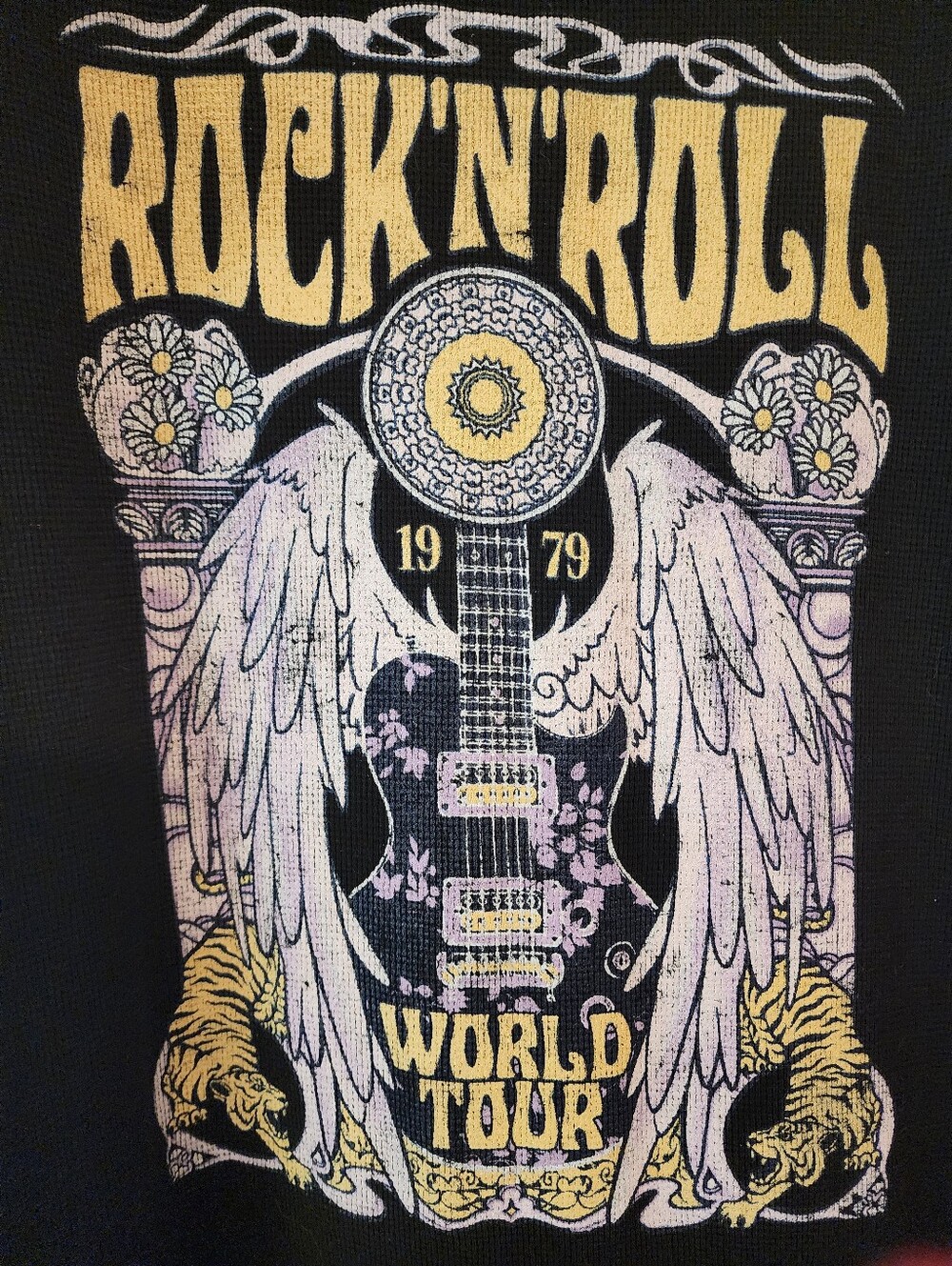 Rock 'N' Roll World Tour Graphic Tshirt Dress Waffleweave Oversized M/L Stretchy